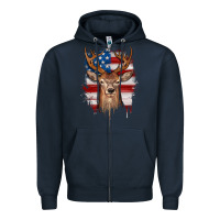 Navy deer american flag Zipper Hoodie - JahusDesignShop