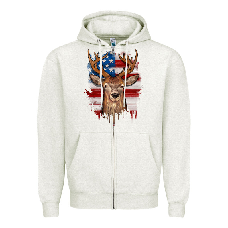 Deer American Flag Zipper Hoodie by JahusDesignShop | Teevron