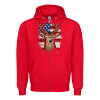 Red deer american flag Zipper Hoodie - JahusDesignShop