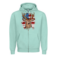 Seafoam deer american flag Zipper Hoodie - JahusDesignShop