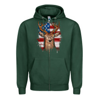 Sports Green deer american flag Zipper Hoodie - JahusDesignShop