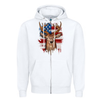 White deer american flag Zipper Hoodie - JahusDesignShop