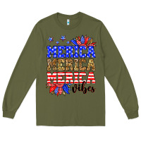 Army Green Merica merica merica vibes Long Sleeve Tee - Neo Western