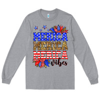 Heather Grey Merica merica merica vibes Long Sleeve Tee - Neo Western