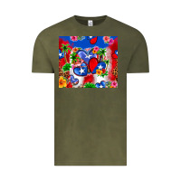 Vintage Olive puerto rico hearts Vintage Tee - Zillion Design Studio