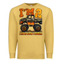 Antique Gold i'm two this is how i roll monster truck birthday Premium Sweatshirt - Jasminsmagicworld