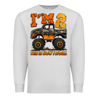 Dove Grey i'm two this is how i roll monster truck birthday Premium Sweatshirt - Jasminsmagicworld