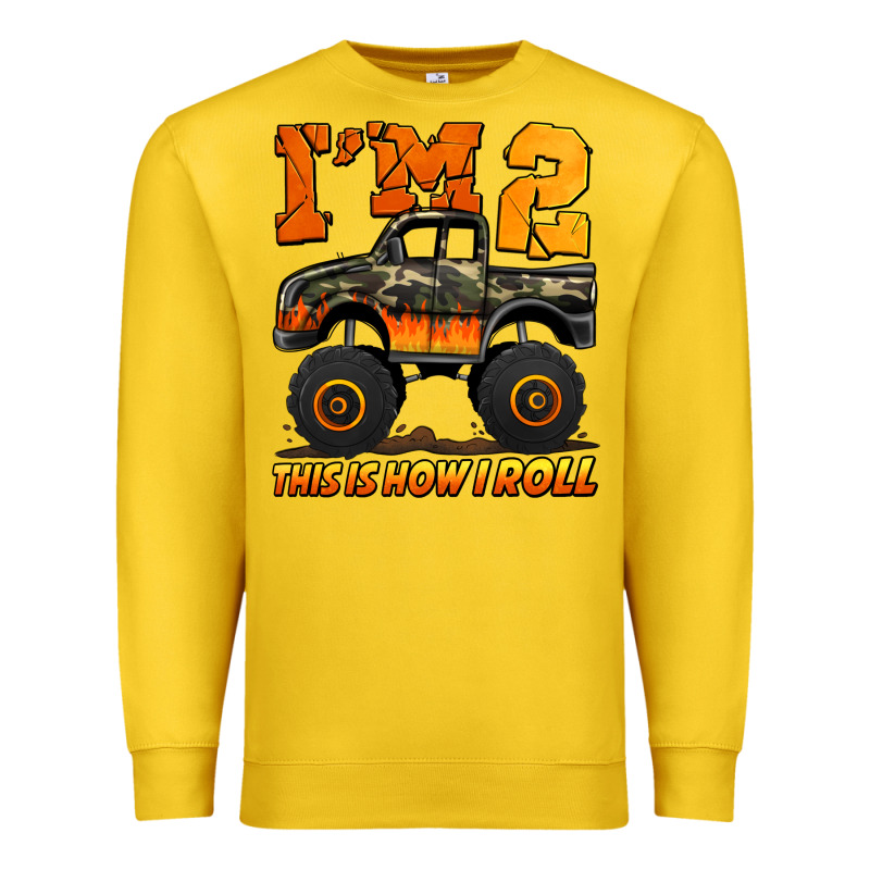 I'm Two This Is How I Roll Monster Truck Birthday Premium Sweatshirt by Jasminsmagicworld | Teevron