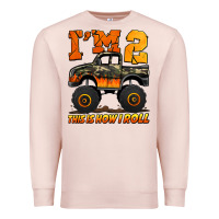 Pale Pink i'm two this is how i roll monster truck birthday Premium Sweatshirt - Jasminsmagicworld
