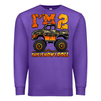 Purple i'm two this is how i roll monster truck birthday Premium Sweatshirt - Jasminsmagicworld