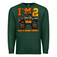 Sports Green i'm two this is how i roll monster truck birthday Premium Sweatshirt - Jasminsmagicworld