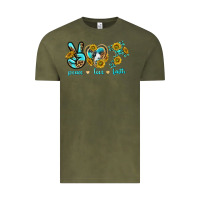 Vintage Olive peace love faith Vintage Tee - texasbilliewilder