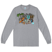 Heather Grey hello summer Long Sleeve Tee - SublimationCraftShop
