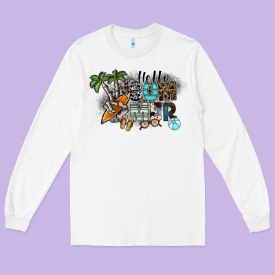 Hello Summer Long Sleeve Tee Designed By Sublimationcraftshop