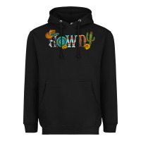 Black howdy with cowboy hat and cactus Heavyweight Hoodie - Artiststas