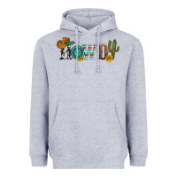 Heather Grey howdy with cowboy hat and cactus Heavyweight Hoodie - Artiststas