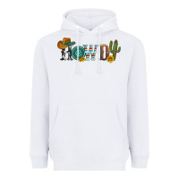 White howdy with cowboy hat and cactus Heavyweight Hoodie - Artiststas