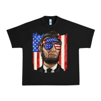 Black American flag with lincoln Urban Heavy Tee - texasbilliewilder