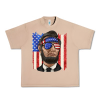 Burro American flag with lincoln Urban Heavy Tee - texasbilliewilder