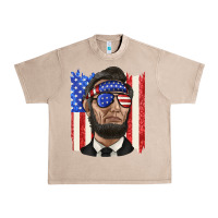French Oak American flag with lincoln Urban Heavy Tee - texasbilliewilder