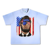 Grape Ice American flag with lincoln Urban Heavy Tee - texasbilliewilder