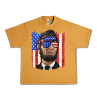 Peanut Butter American flag with lincoln Urban Heavy Tee - texasbilliewilder