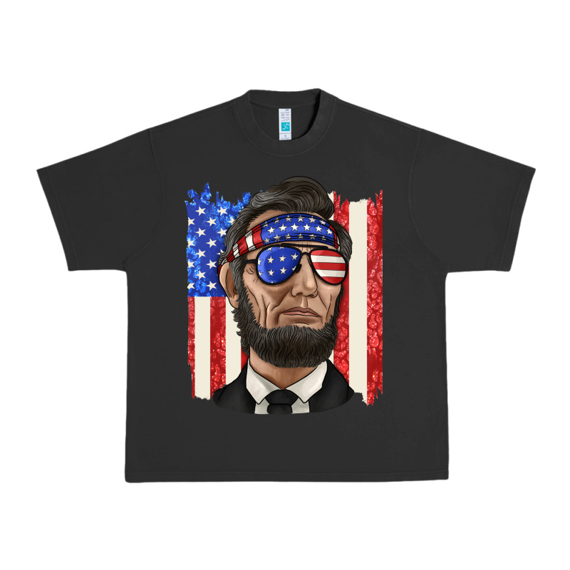 American Flag With Lincoln Urban Heavy Tee by texasbilliewilder | Teevron