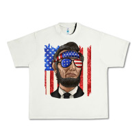 Pistachio American flag with lincoln Urban Heavy Tee - texasbilliewilder