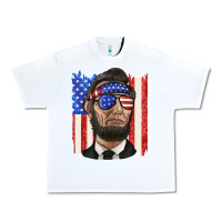White American flag with lincoln Urban Heavy Tee - texasbilliewilder
