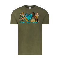 Vintage Olive peace love horses tbw Vintage Tee - texasbilliewilder