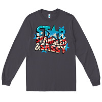 Smoke Star spangled and sassy 4th of july Long Sleeve Tee - CowGirlArtShop