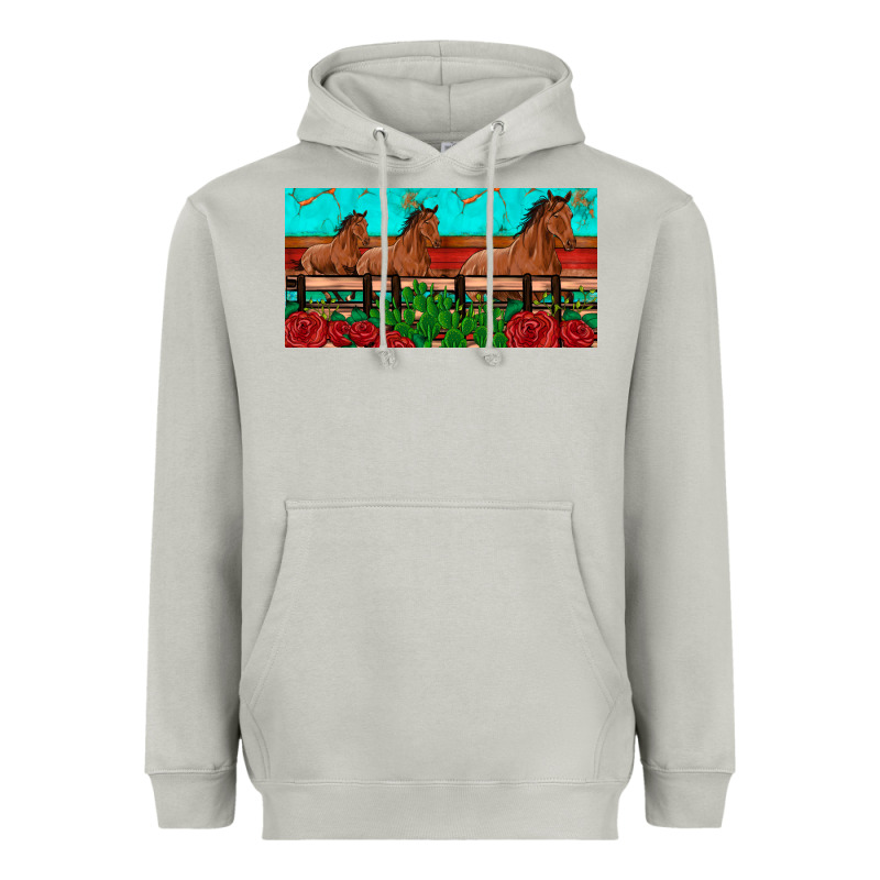 Horses Roses Ann Cactuses License Plate Heavyweight Hoodie by Artiststas | Teevron