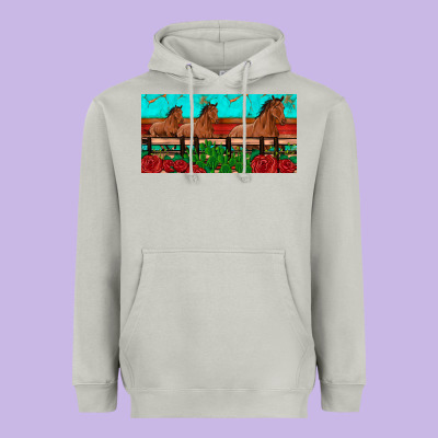 Horses Roses Ann Cactuses License Plate Heavyweight Hoodie Designed By Artiststas