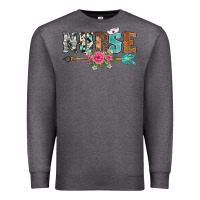 Charcoal Heather western nurse arrow floral Premium Sweatshirt - BarkalooDesign