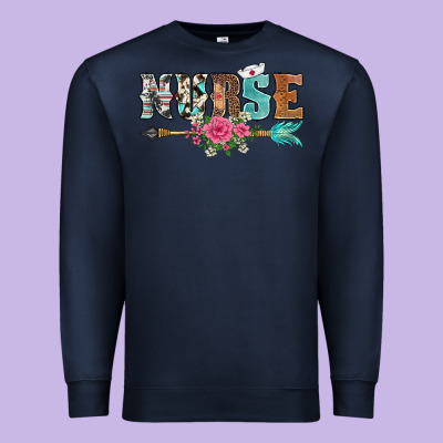 Western Nurse Arrow Floral Premium Sweatshirt Designed By Barkaloodesign