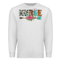 Oatmeal Heather western nurse arrow floral Premium Sweatshirt - BarkalooDesign