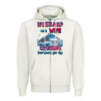 Oatmeal Heather husband and wife cruising partners for life Zipper Hoodie - JahusDesignShop