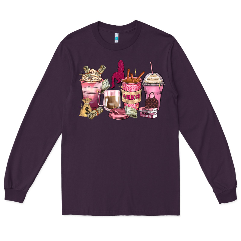 Girl Boss Coffee Cups Long Sleeve Tee by Zillion Design Studio | Teevron