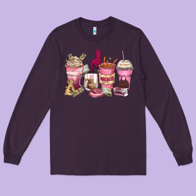 Girl Boss Coffee Cups Long Sleeve Tee Designed By Zillion Design Studio