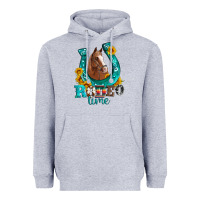 Heather Grey horseshoe rodeo time Heavyweight Hoodie - Artiststas