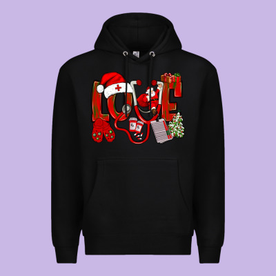 Christmas Love Nurse Premium Hoodie Designed By Nancycooperartshop