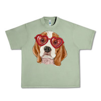 Oil Green beagle with love glasses Urban Heavy Tee - RanaPortraitStore