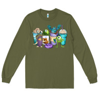 Army Green cartoon characters coffee cups Long Sleeve Tee - Zillion Design Studio
