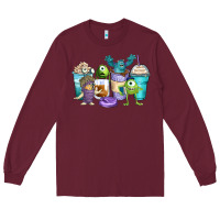 Burgundy cartoon characters coffee cups Long Sleeve Tee - Zillion Design Studio