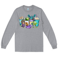 Heather Grey cartoon characters coffee cups Long Sleeve Tee - Zillion Design Studio