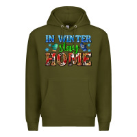 Army Green in winter stay home with gloves Premium Hoodie - AdoDesignShop