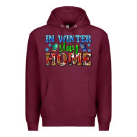 Burgundy in winter stay home with gloves Premium Hoodie - AdoDesignShop