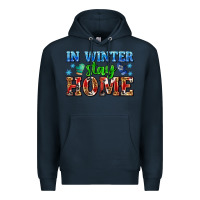 Navy in winter stay home with gloves Premium Hoodie - AdoDesignShop
