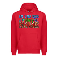 Red in winter stay home with gloves Premium Hoodie - AdoDesignShop