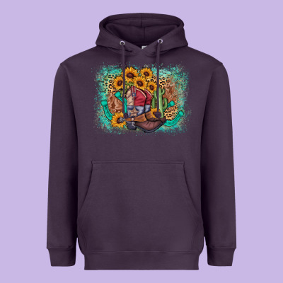 Cowboy Boots Sunflower Heavyweight Hoodie Designed By Adodesignshop